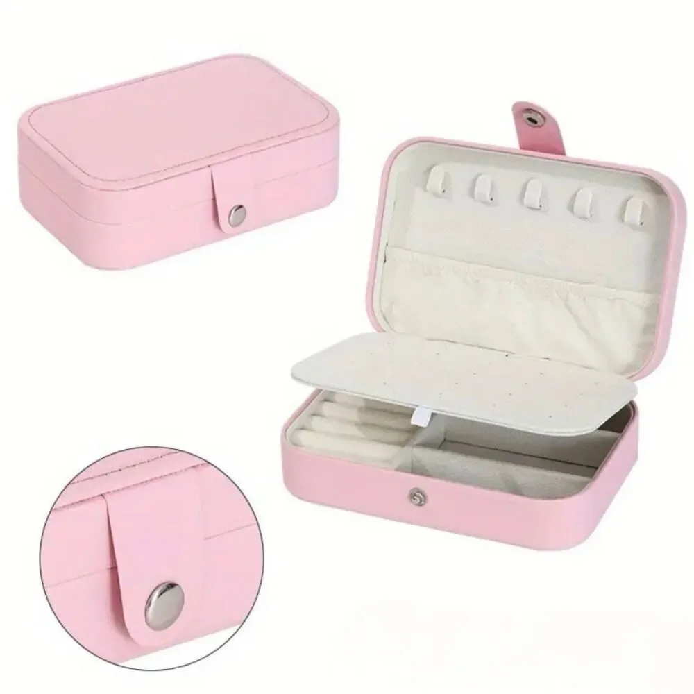 NWT Jewelry Box Case Pink Pu Leather Jewelry Organizer Earrings Bracelets Rings